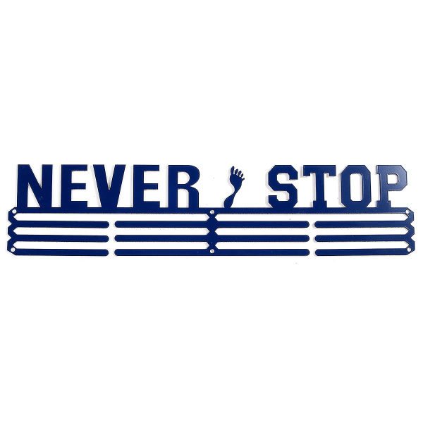 "Never Stop & I Did it" -juoksijoita inspiroivia juoksua ja uintia seinään kiinnitettävä mitaliripustimen näytön pidike seinäasennussarjalla ja ruuveilla - musta NEVER STOP