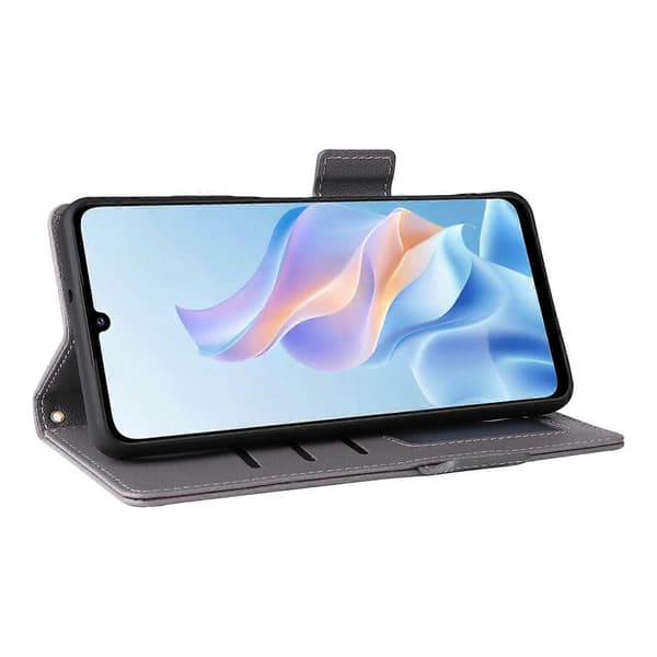 Fodral för ZTE Blade A76 5G med handledsrem, litchi-textur PU-läder plånboksfodral Grey Grey