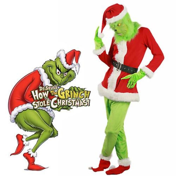 The Grinch Costume Halloween Cosplay Herre Jul Julemand Fancy Dress Outfit Sæt Only one mask