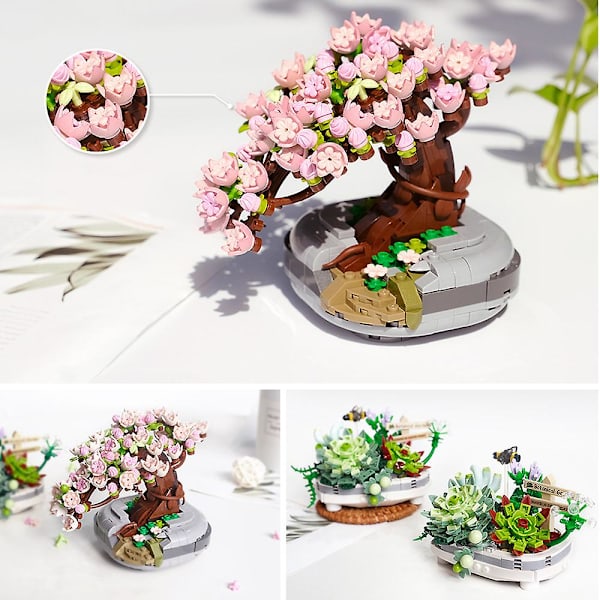 Mini Kreativ Evig Blomst Bouquet Byggeklodssæt Skrivebordsdekoration Til Børn Piger Romantisk Gave Legetøj D