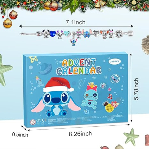 Pige Advent Kalender Armbånd Blind Box 24 Dage Jule-nedtælling Julekalender Julegave til Piger, Børn og Teenagere