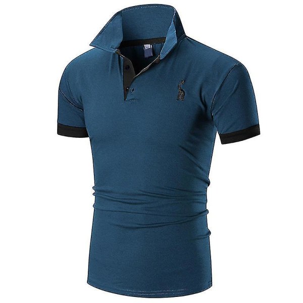 Kesävaatteet 2023 Casual Urheilu Miesten Poolo-T-paidat, joissa on logobrodeerattu istuva golf-miesten poolopaidat Blue 3XL