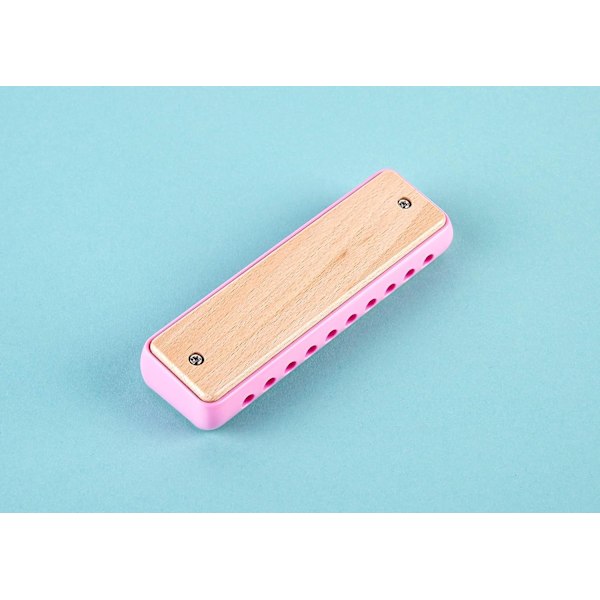 Blues Harmonica | 10 hullers trekkspill i tre, musikkinstrumentleketøy for barn, gutt, jente, rosa Pink 1.7 x 1 x 5.7 inches