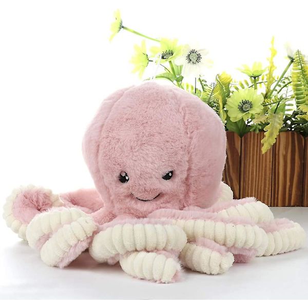 To-sidig Plussj Blekksprut, Søt Havdyr, Plussj Leke, Simulering, Myk Plussj Pute, Leke, Bomull Rose