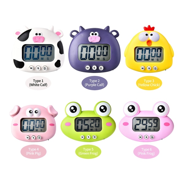Digital Kjøkken Timer Søt Dyr Timer Med Sterk Magnet Stativ Høy Alarm Stor Skjerm Matlaging Timer Klokka For Tidshåndtering Trening Baking E Type 2