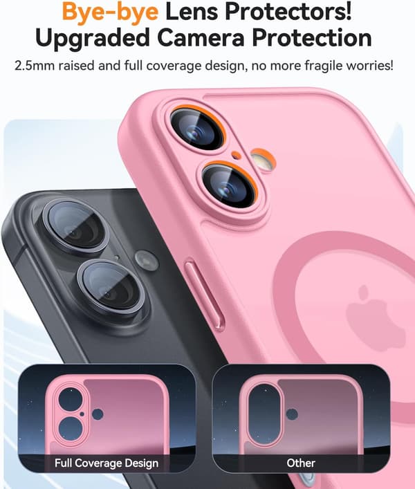 Magnetic Case for iPhone 16 Pro Max with Full Camera Protection [MagSafe Compatible] [Transparent Matte] Protective Phone Case, Hot Pink Cl Clear iPhone 14 Pro Max