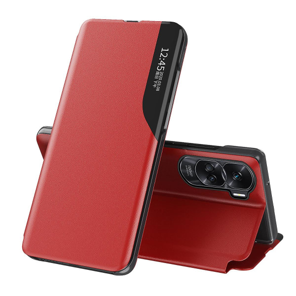 For Honor 90 Lite 5g/x50i 5g View Window Telefonveske PU Lær Støttende Stativdeksel Red
