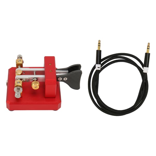 Morse Code Key Dual Paddle Automatic Shortwave Portable CW Morse Telegraph Key for Camping Indoor Burgundy