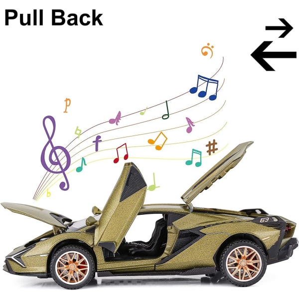 2024,leksaksbilar Sian Fkp3 metallmodellbil med ljus och ljud Pull Back leksaksbil