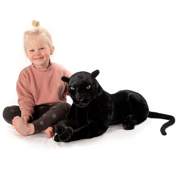 Deluxe Paws Stor Svart Panther Realistisk Myk Plysj Leke 100cm