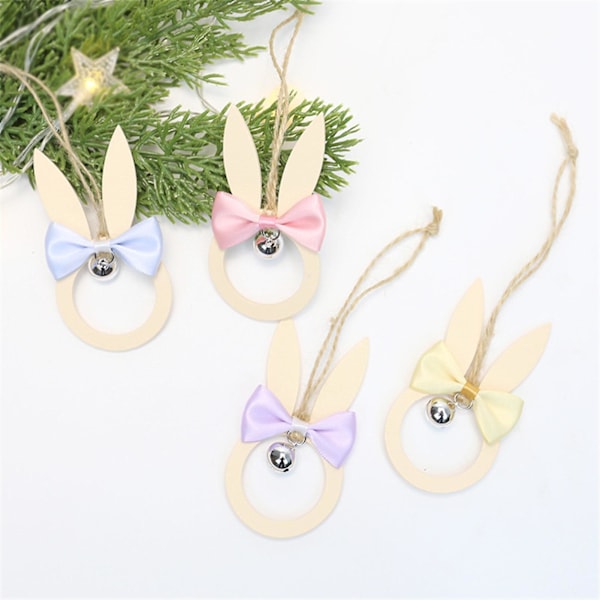 Kaninvedhæng Fade Resistant Lovely Wood Bow Knot Bell Design Påske Dekoration til Stue Blue