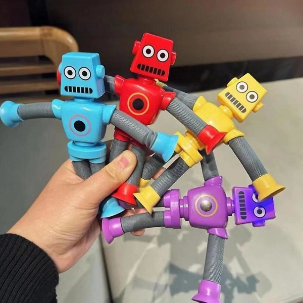 Teleskopisk Sugkopprobot Lekebarn Sugleker Sansestimulerende Leker Teleskopisk Rør Sugleke 4PCS