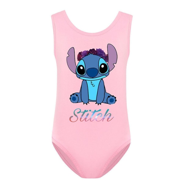 Pigebørn Stitch Print Badetøj Enkeltdelt Tegneserie Monokini Bikini Badetøj Svømmedragt 7-12 År Pink 11-12Y