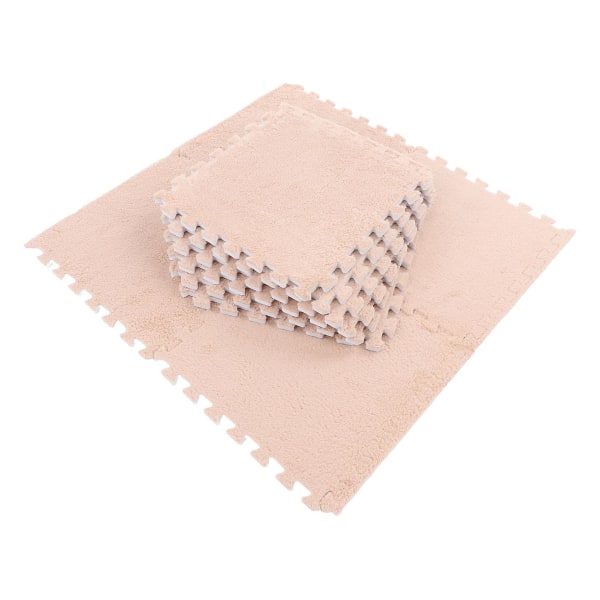 10 stk. Plussj Skumgulvmatte Myk Tykk Split Joint Interlocking Plussj Skum Teppe For Romgulv Light Tan