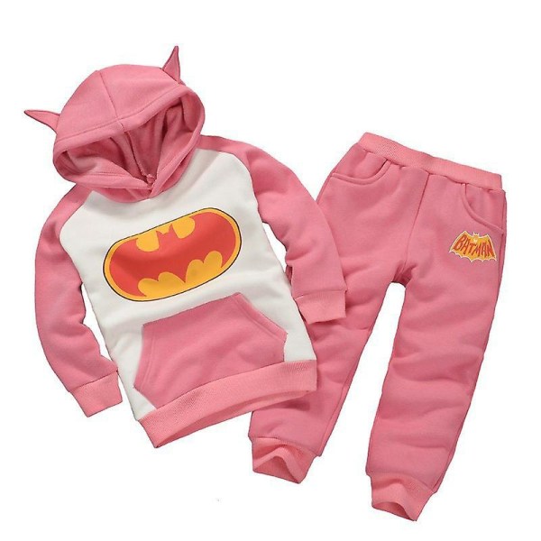 Børn Batman træningsdragt Sæt Sports Raglan Langærmet Hættetrøje Bukser Outfit Pink 3-4 Years