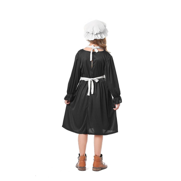 Ny Pigebarn Kostume - Fattig Pige Tjener Forældreløs Fancy Dress Kostume Victorian Fattig Pige Kostume Kjole Black-White XL