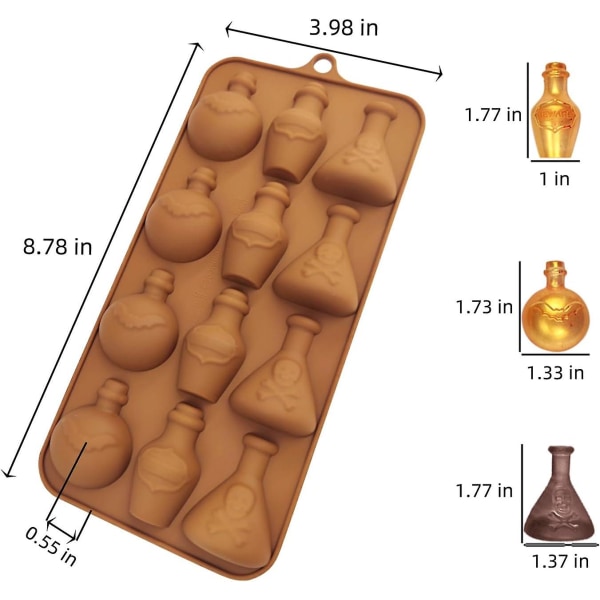 Chocolate Molds 3pcs Silicone Candy Molds Halloween Apothecary Portion Bottle For Ice Cube Jelly Crayon Gummy Cupcake Decoration