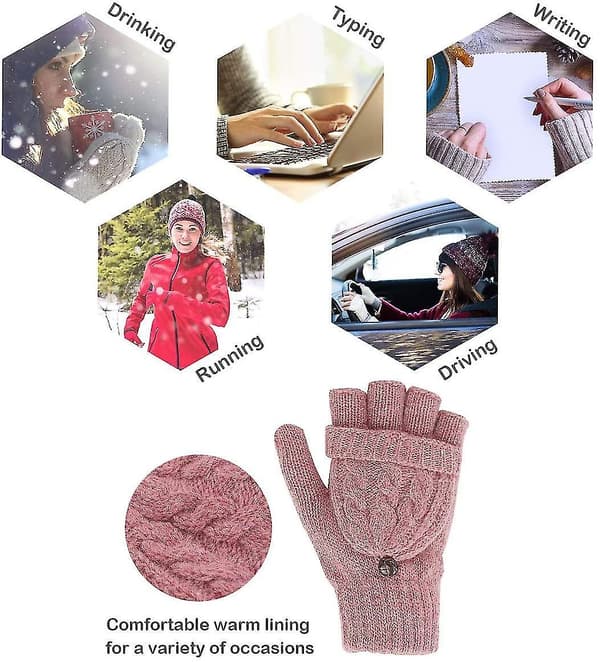 Damhandskar Fingerlösa Vantar - Damhandskar Vinter Varma Stickade Fingerlösa Handskar Ullvantar Fl