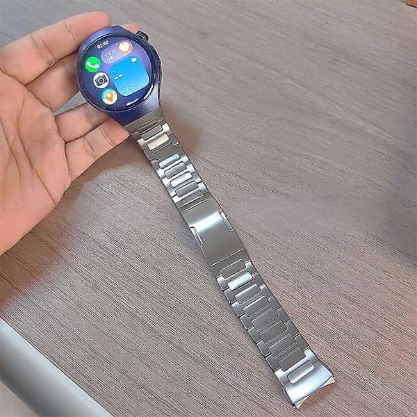 Til Huawei Watch 5 46mm Titanium Alloy Urrem Quick Release One-bead Håndledsrem Black