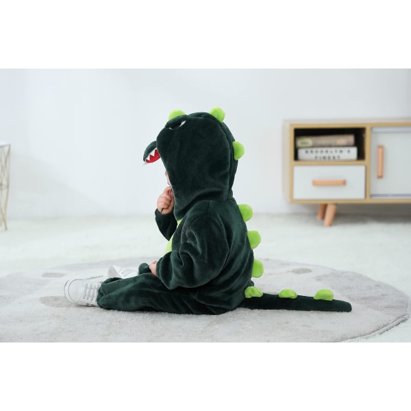 Reedca Toddler's Dinosaur Kostume Børne Sød hætte Onesie Dyrekostume Halloween A-Dark Green Dinosaur 0-3 Months