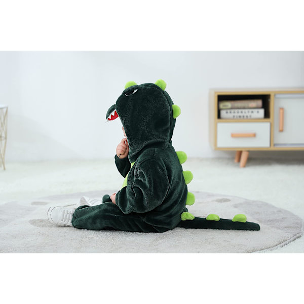 Reedca Vauvan Dinosauruksen Puku Lapsille Ihastuttava Huppari Onesie Eläinpuku Halloween A-Dark Green Dinosaur 18-24 Months