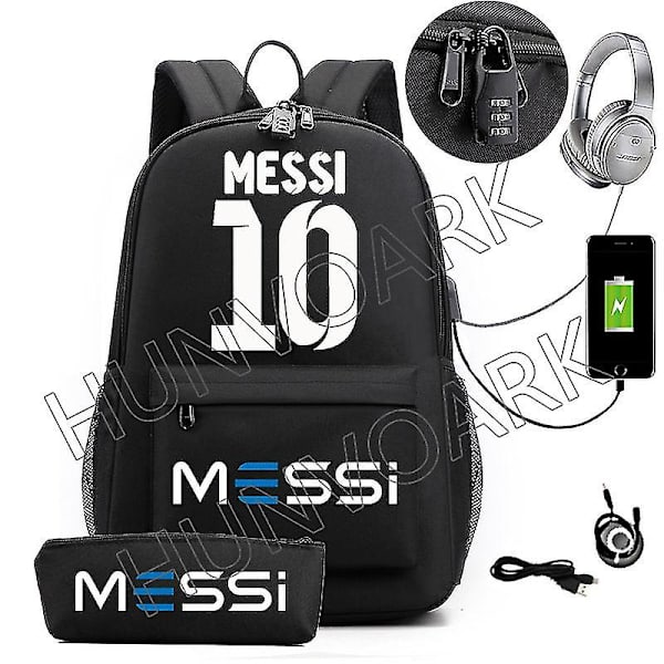 Messi Vedenkestävä Reppu USB-Latauksella Rento Matkareppu Naisille Miehille Suuri Kapasiteetti Matkaläppäri Reppu Koululaukut Light Green