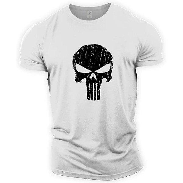 Punisher Skull Bodybuilding Top White XL