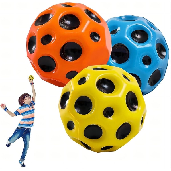 Space Balls äärimmäisen korkealla pomppiva pallo ja pop-äänet Meteor Space Ball -lelu, kumipallo pomppiva pallo, urheiluharjoituspallo sisäkäyttöön ulkona, Yellow x Orange x Blue