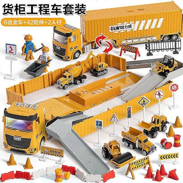 Alloy Engineering Bulldoser Kran Byggebil Tårn Designer For Gutter Lek Excavator Kjøretøy Biler Sett Leke For Barn 50pcs Engineering Ve