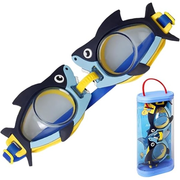 Barnsimglasögon med tecknade motiv, söta simglasögon för poolen, dykglasögon för barn, snorklingsglasögon för pojkar och flickor Shark