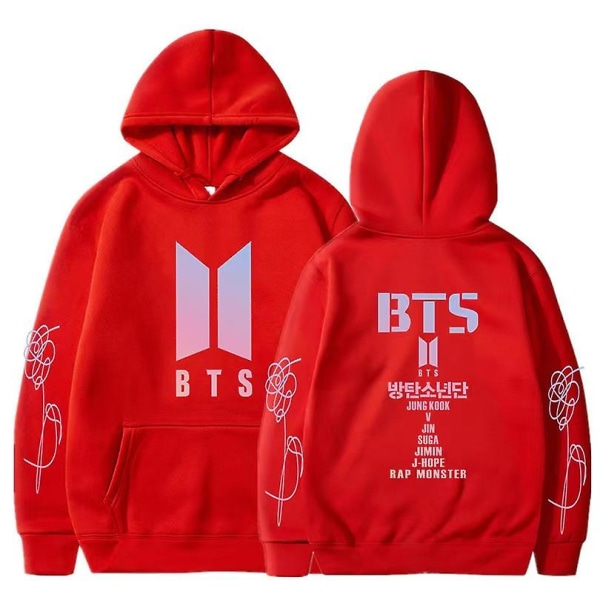 Bts Unisex Hettesweatshirt Casual Hoodie Cosplay Jakke Topp red L