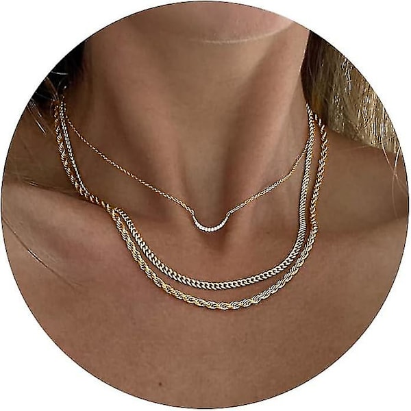Bebetter Lariat Guld Halskæde Til Kvinder, Fin Lang Halskæde 14k Guldbelagt/sølv Y-formet Vedhæng Halskæde Trendy Lagdelt Cz Perlekæde Drop Nec 3layer rope-cuban