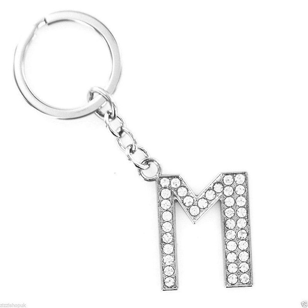Sinknap Bling Alphabet Nyckelring Initial Bokstav Unisex Strass Inlagd Nyckelring Present M