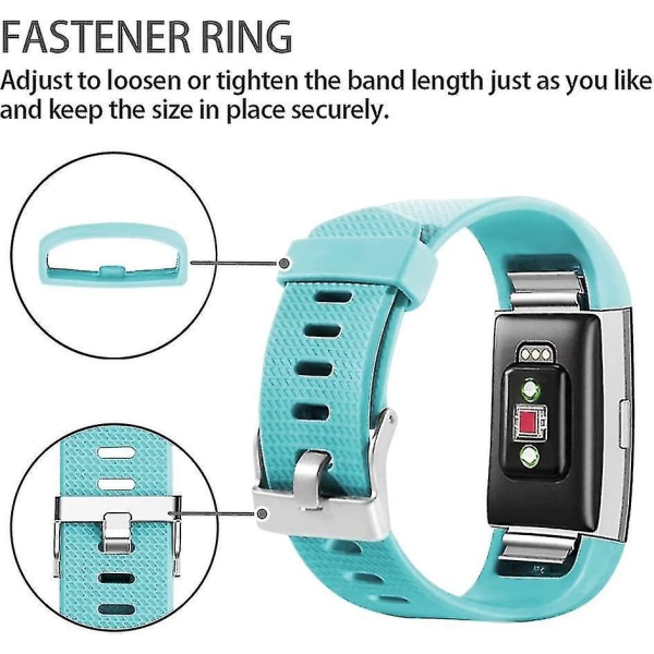 Vaihtohihnat yhteensopivat Fitbit Charge 2:n, Classic & Special Edition -malleille, säädettävät urheilurannekkeet, korkealaatuiset Cyan Small