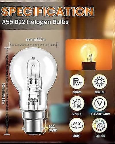 B22 bajonett halogenlampor 100W 4-pack dimbara varmvita 2700K