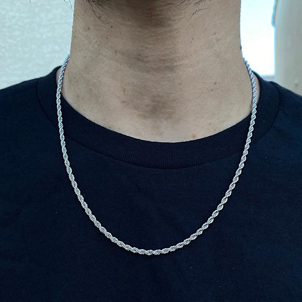2023 Muodikäs Köysiketjun Kaulakoru Miehille Temperamentti 3mm Leveys Ruostumattomasta Teräksestä Valmistettu Ketjukaulakoru Miehille Koru Lahja silver 20inch(50cm)