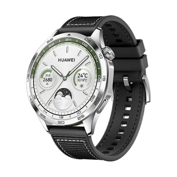 Nylon Silikon Läderrem För Huawei Watch GT4 46mm Black