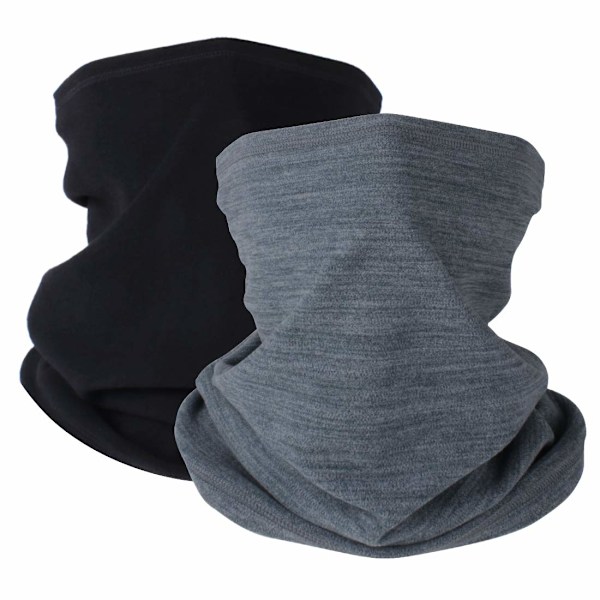 Vinterhalsvärmare Fleece Vindtät Halskrage Snood för Män Kvinnor Kallt Väder Ansiktshalsduk Huvudbonad för Skidåkning Löpning Cykling Black+grey