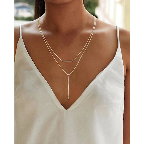 Bebetter Lariat Guld Halskæde Til Kvinder, Fin Lang Halskæde 14k Guldbelagt/sølv Y-formet Vedhæng Halskæde Trendy Lagdelt Cz Perlekæde Drop Nec Y Layered Box-GD
