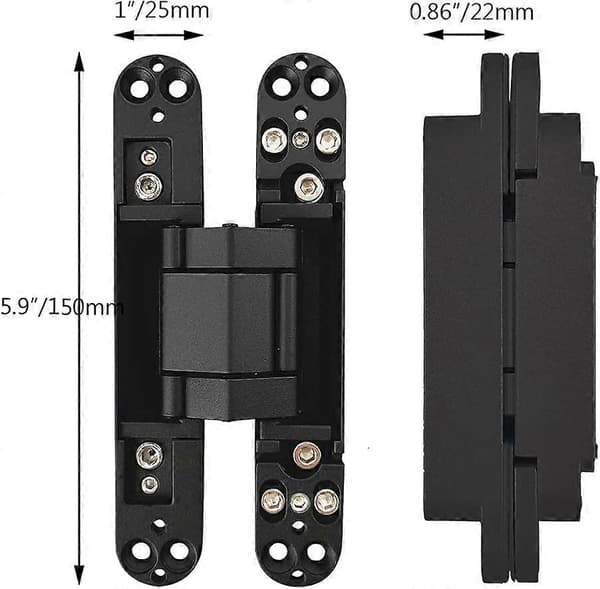 Invisible Hinges Concealed Door Hinges Heavy Duty Concealed Hinges 3-D Adjustable - Black - 1 Pair