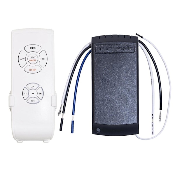 Universal Loftventilator Lampe Fjernbetjeningssæt Ac 220v Timindstilling Afbryder Juster Vindhastighed Tran white black 110V