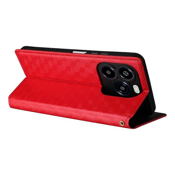 Kompatibelt för Oukitel C65 / C65 Pro Plånboksfodral Rombmönstrat Läder Telefonskal Red