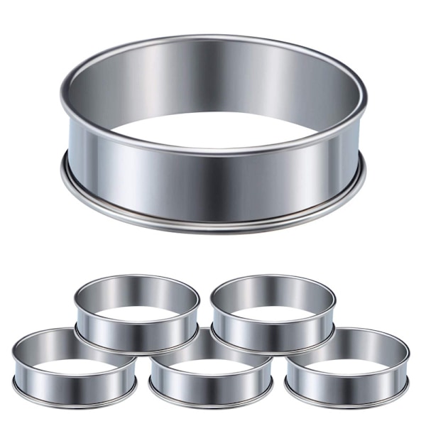 Pcs English Muffin Rings Crumpet Rings Stainless Steel Double Rolled Cake Mold Muffin Molds Non-Stick Metal Round Ring Molds for