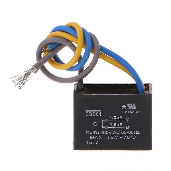 Sort Cbb61 1.5uf+2.5uf 3 ledninger Ac 250v 50/60hz kondensator til loftventilator