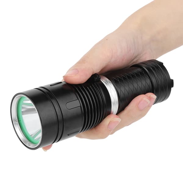 Black Aluminum L2 LED Diving Flashlight Stepless Dimming Waterproof Underwater Flashlight for Camping