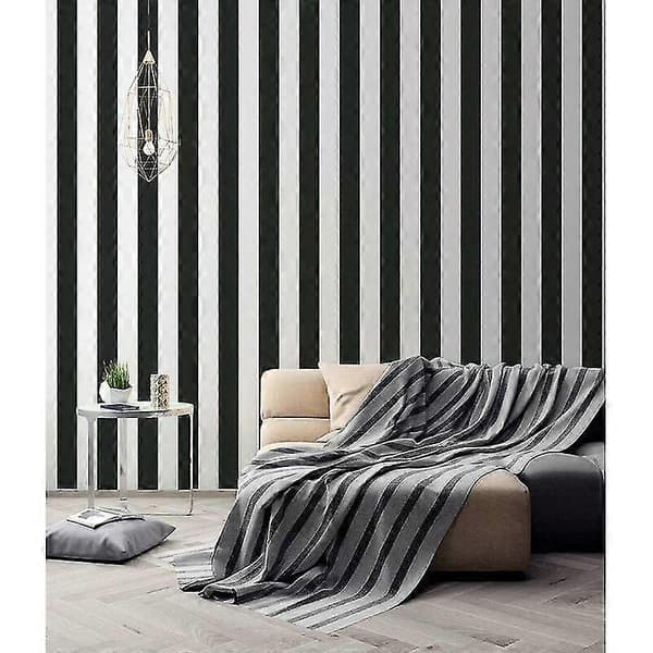 Svart Hvite Striper Tapet 9,5 X 0,53 M