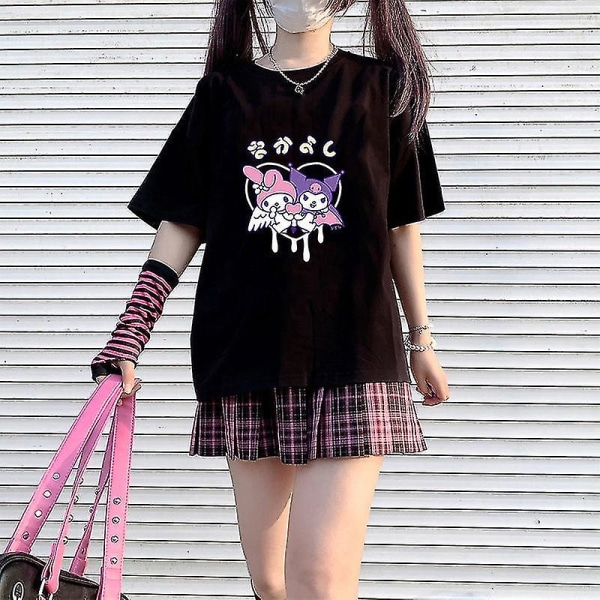 Sanrio My Melody Kuromi Overdele Kvinder 2022 Æstetisk Oversized T-shirt Æstetisk Tøj Plus Mode Sweethearts Outfit E XL