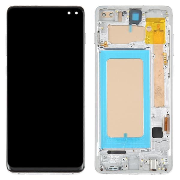 TFT LCD-skärm för Samsung Galaxy S10+ SM-G975 Digitizer Komplett enhet med ram, stöder inte fingeravtrycksidentifiering Silver