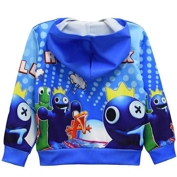 Barnjacka med Roblox Rainbow Friends-tryck, dragkedja och huva, ytterkläder för barn 5-9 år, present C 7-8 Years