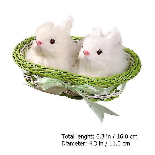 Set med Kaninfigurer Heminredning Påskkaninkorg Fluffig Påskkanin